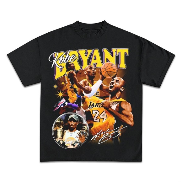 Kobe Bryant Signature Retro Tshirt Black Mamba Nba Gift For Him - Picture 1 of 4